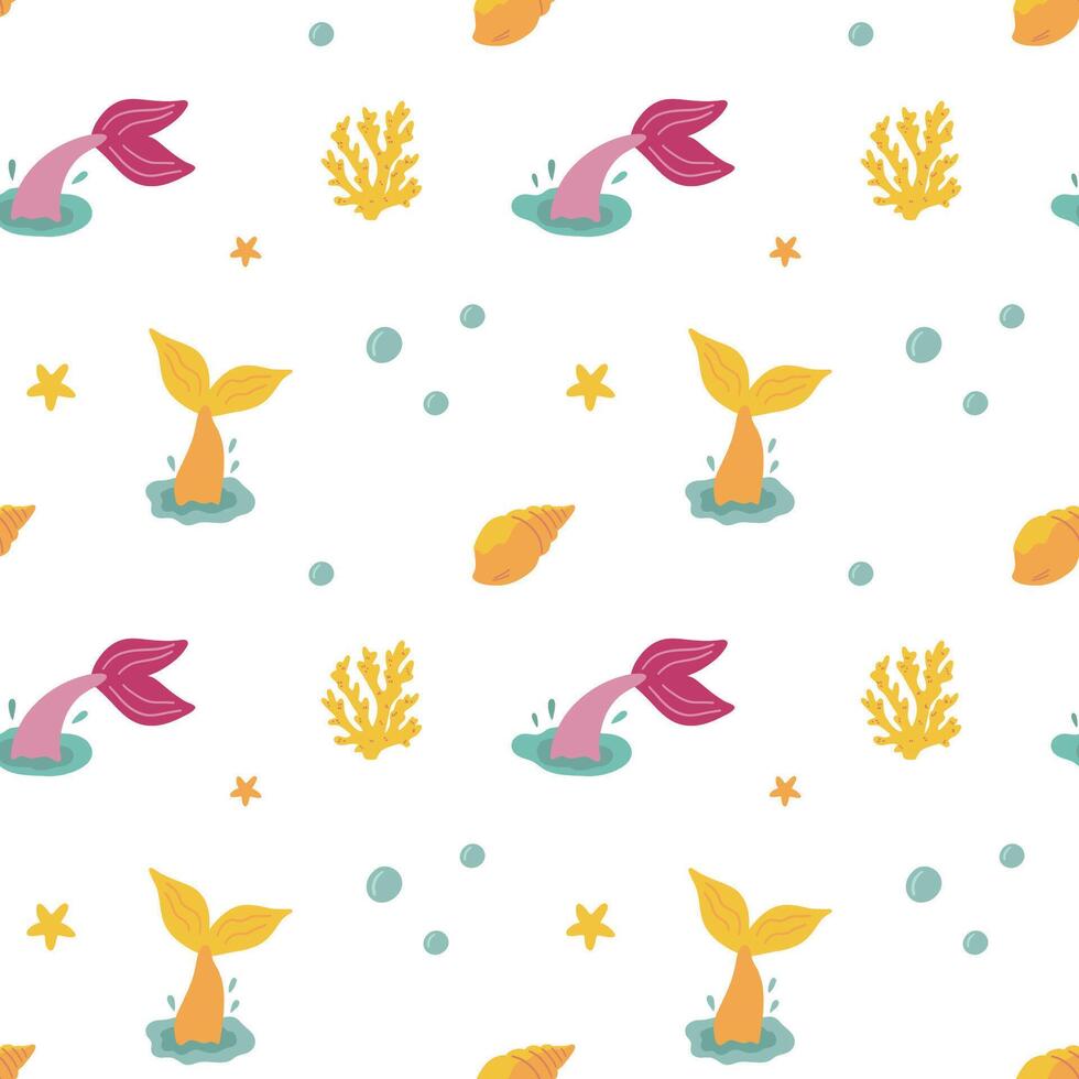 Seamless pattern with cute mermaids. Underwater pattern. Ocean pattern. Fairy tale pattern. illustration. vector