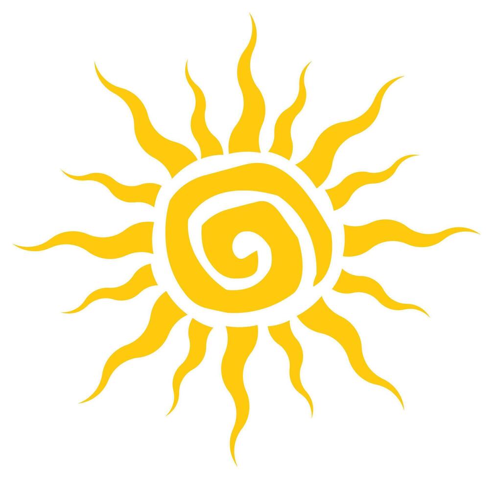 Hand-drawn sun with an organic shape , artistic composition vector