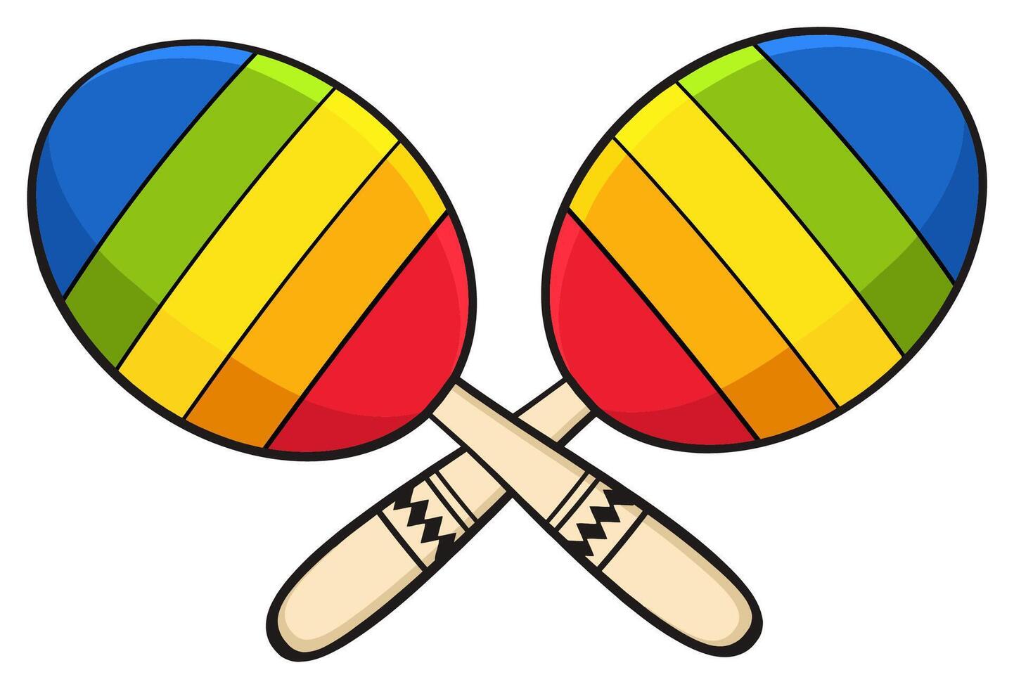 Graphic illustration of crossed maracas with a wooden style and Mexican colors, Latin American theme vector