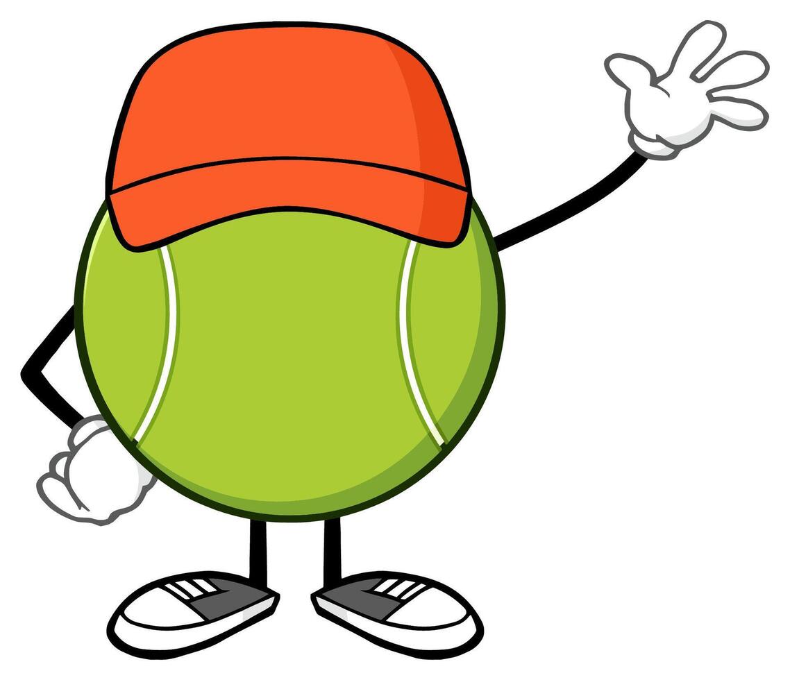 Cartoon Tennis Ball Greeting with a Happy Expression vector