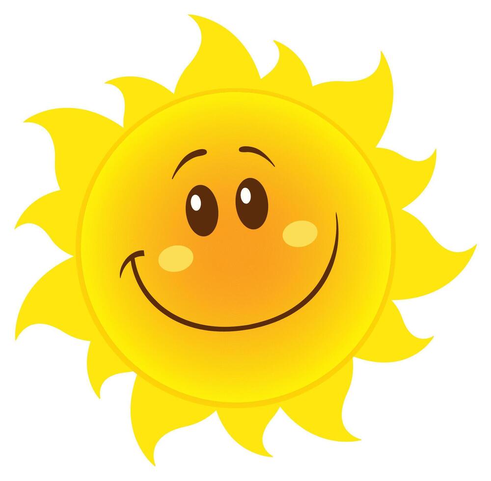 Sunny face with a smile and sparkling eyes, symbol of sunny mood vector