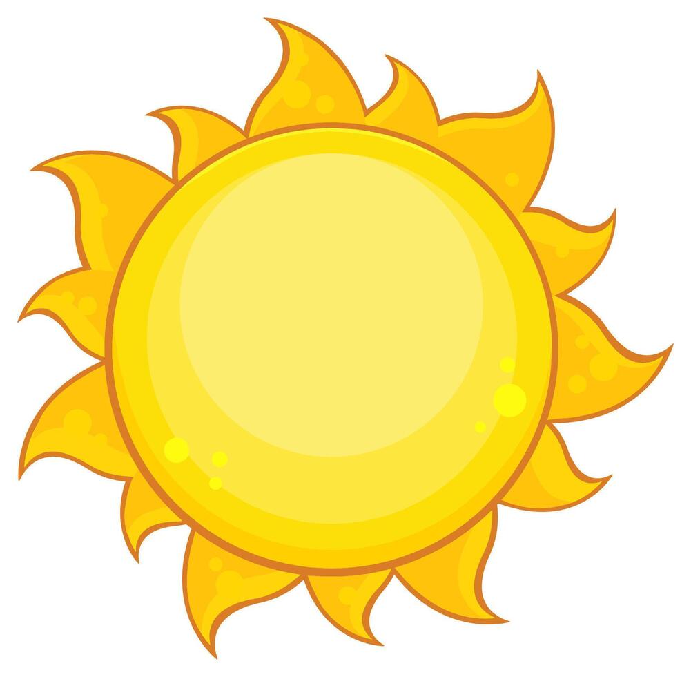 Warm yellow sun with orange glow, radiating calmness and balance vector