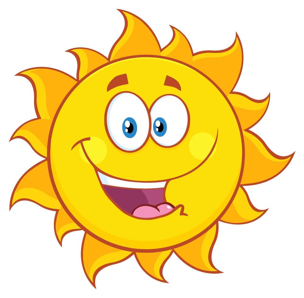 Funny sun with shining eyes and an open mouth, full of warmth and good vibes vector
