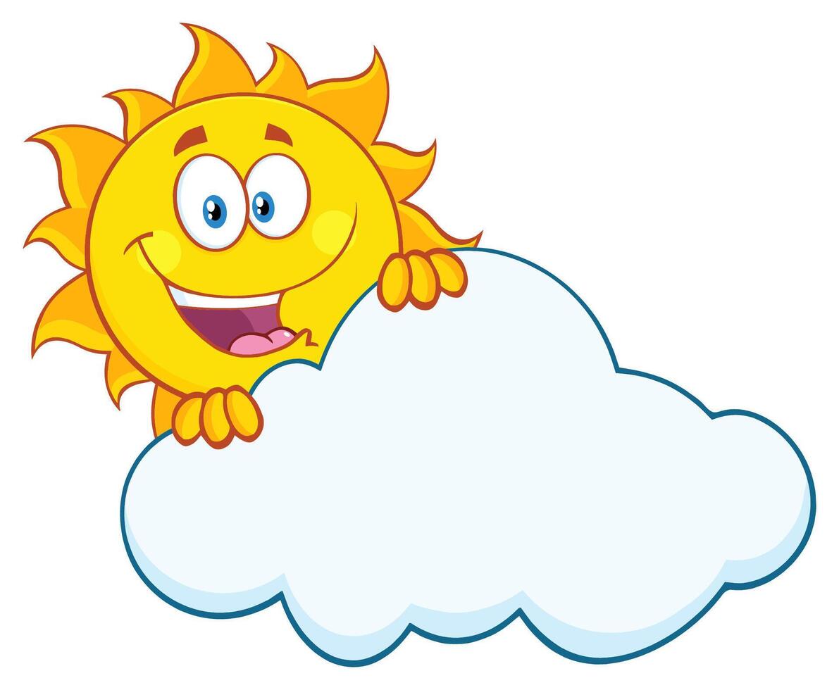Happy sun and cloud with joyful expressions, symbol of balance between sunny and cloudy weather vector