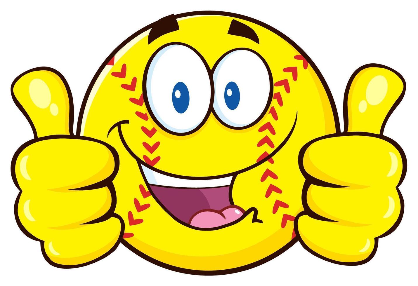 Joyful Softball Emoji Giving Double Thumbs Up vector