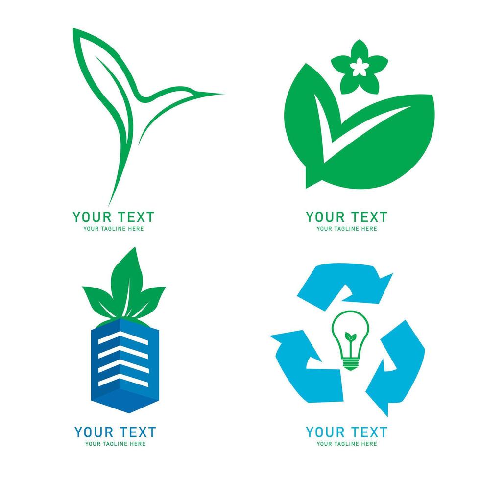 Green Business Logos, Nature, Environment, Eco-Friendly, Sustainable, Ecology vector