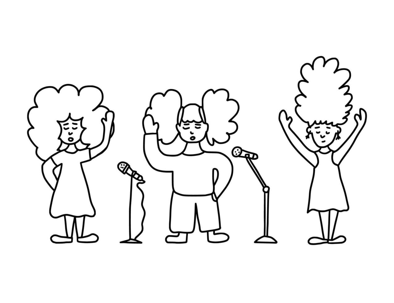 Cute singers isolated design. vector