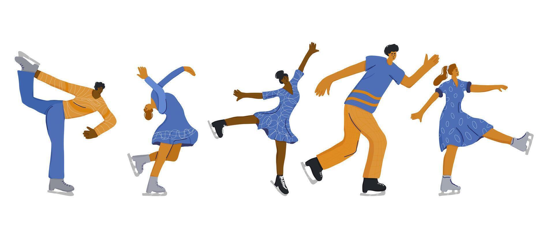 Figure skaters. Athletes on the rink. vector