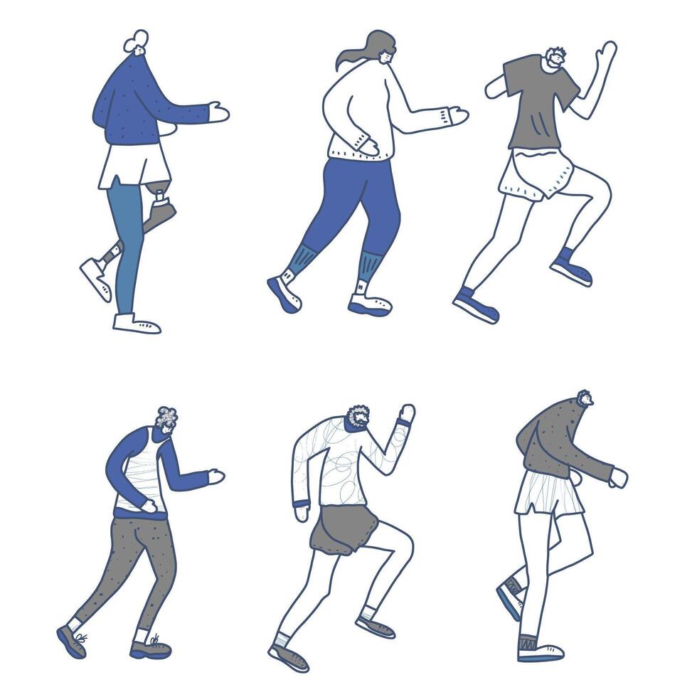 Runners Different persons flat design vector