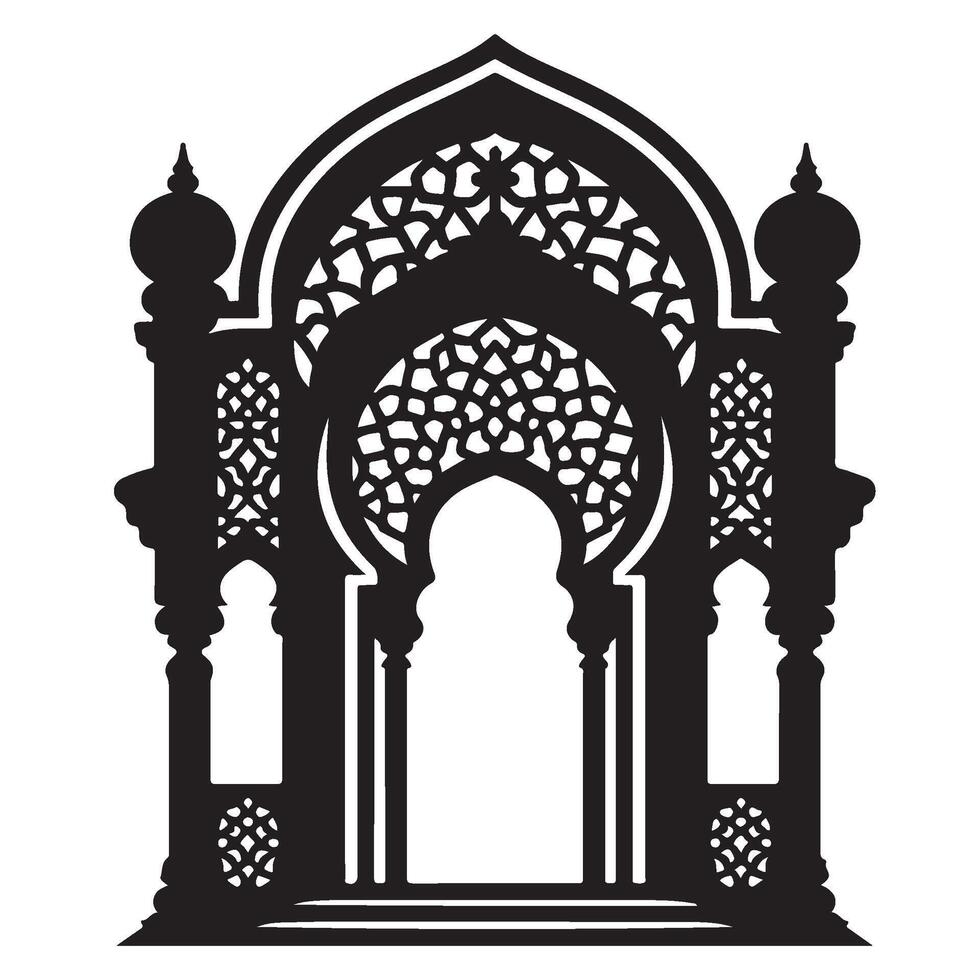 an illustration of a black and white arch, Ramadan and Eid vector