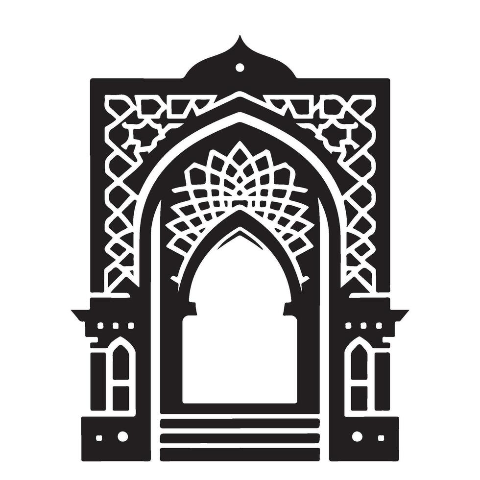 an arabic archway with a black and white design, Ramadan and Eid vector