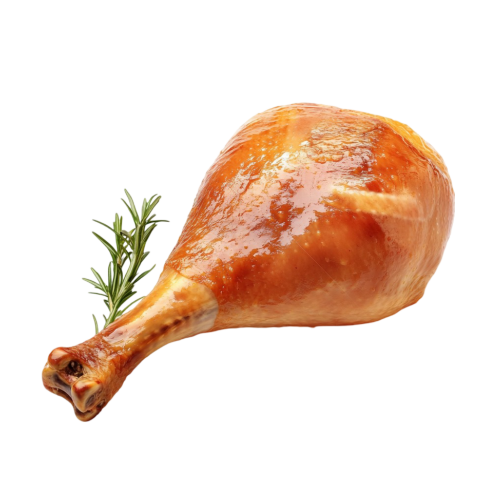 Perfectly Roasted Chicken with Aromatic Rosemary Garnish on a Transparent Background png
