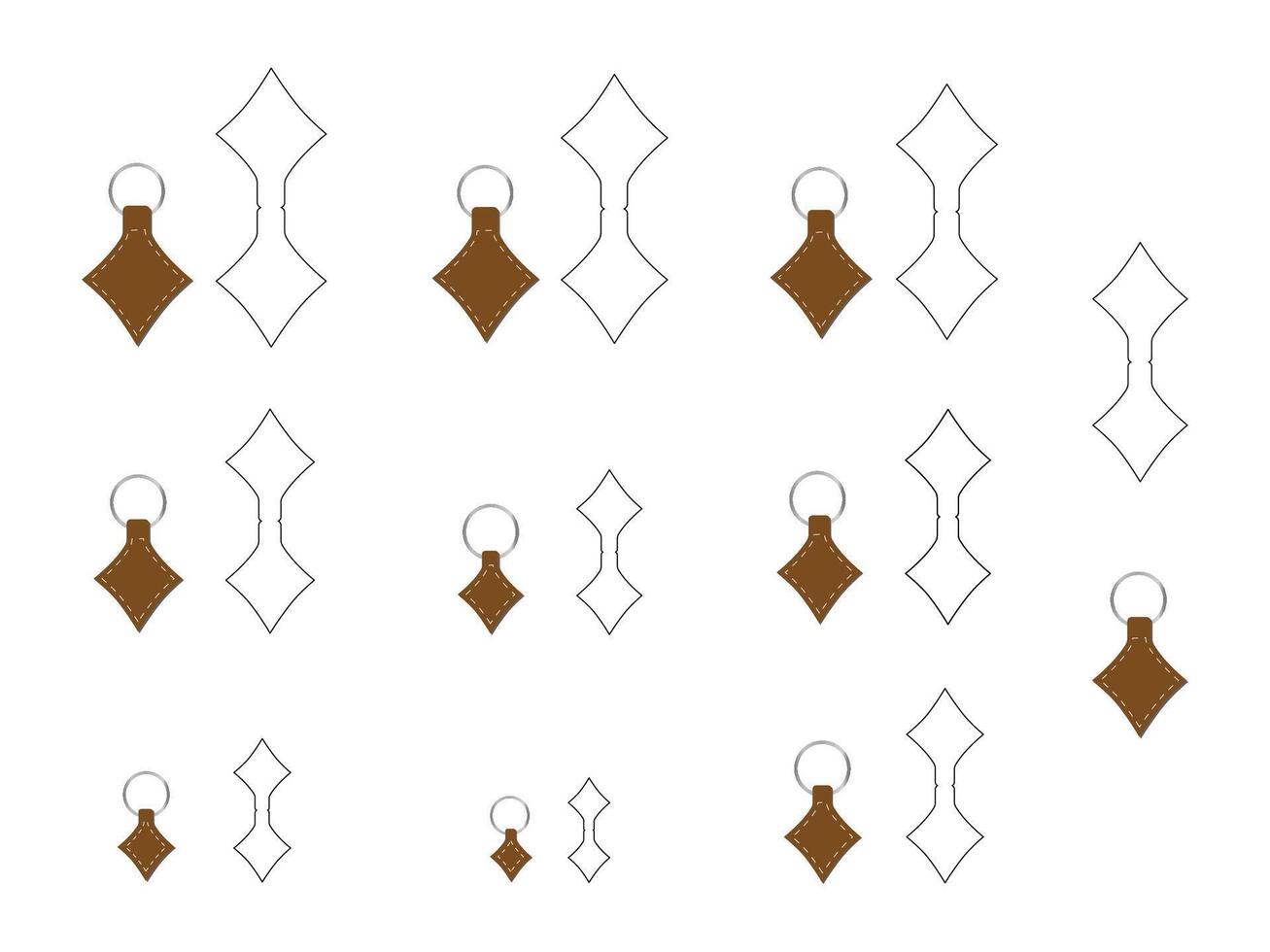 Diamond shape keychain key FOB Dieline Template vector