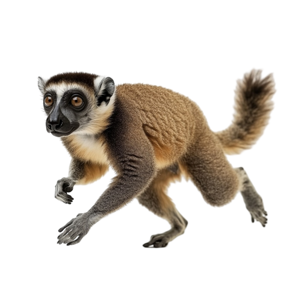 Energetic Lemur Running With Speed and Agility on a Transparent Background png