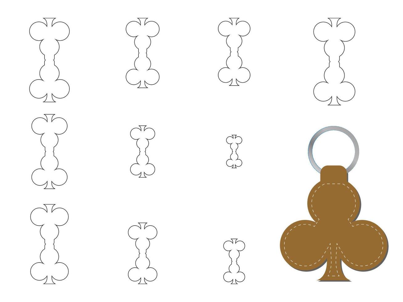 Clubs Card shape keychain key FOB dieline Template vector