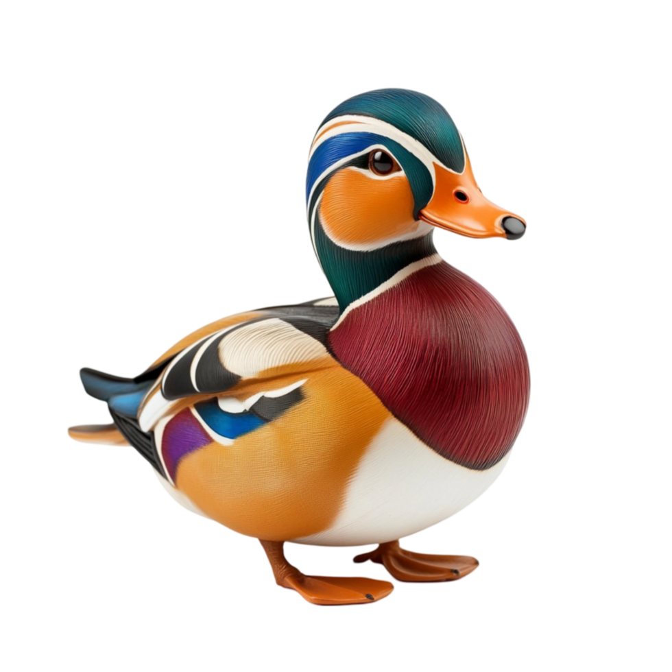 Colorful Duck Figurine with a Brightly Colored Head and Body, Perfect for Home Decor png
