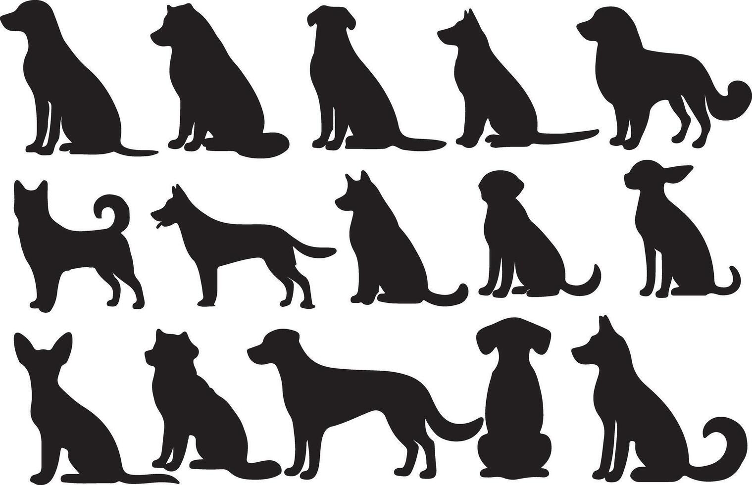Dog silhouette Design Bundle On White Background vector