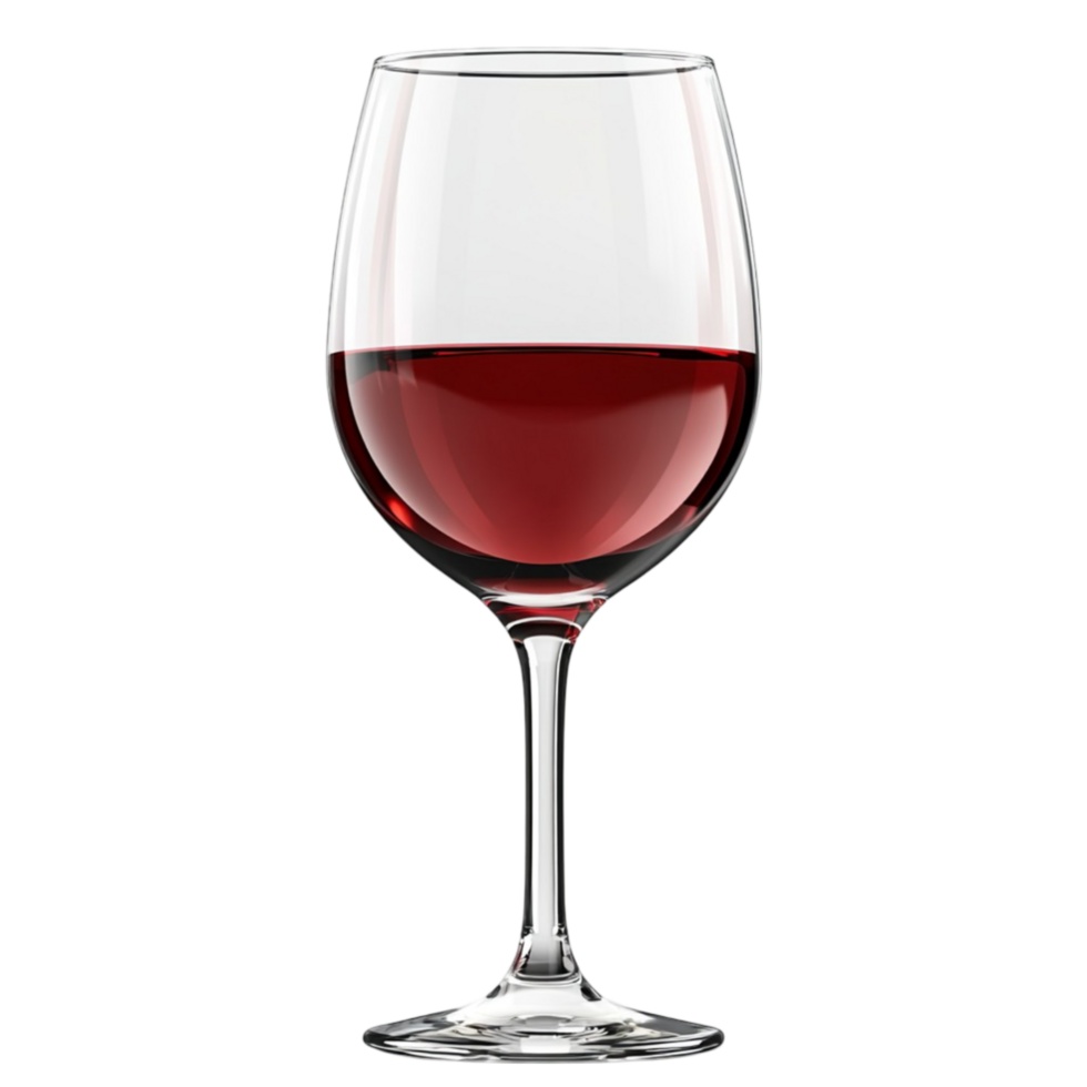 Perfectly Poured Glass of Red Wine, Showcasing the Depth and Richness of the Drink on a Transparent Background png