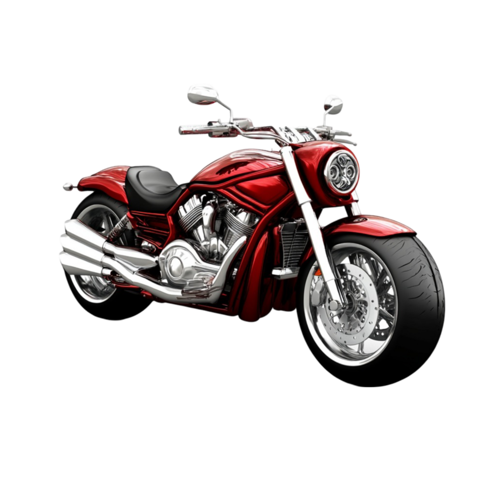 Sleek Red Motorcycle on a Transparent Background, Perfect for Automotive and Speed Designs png
