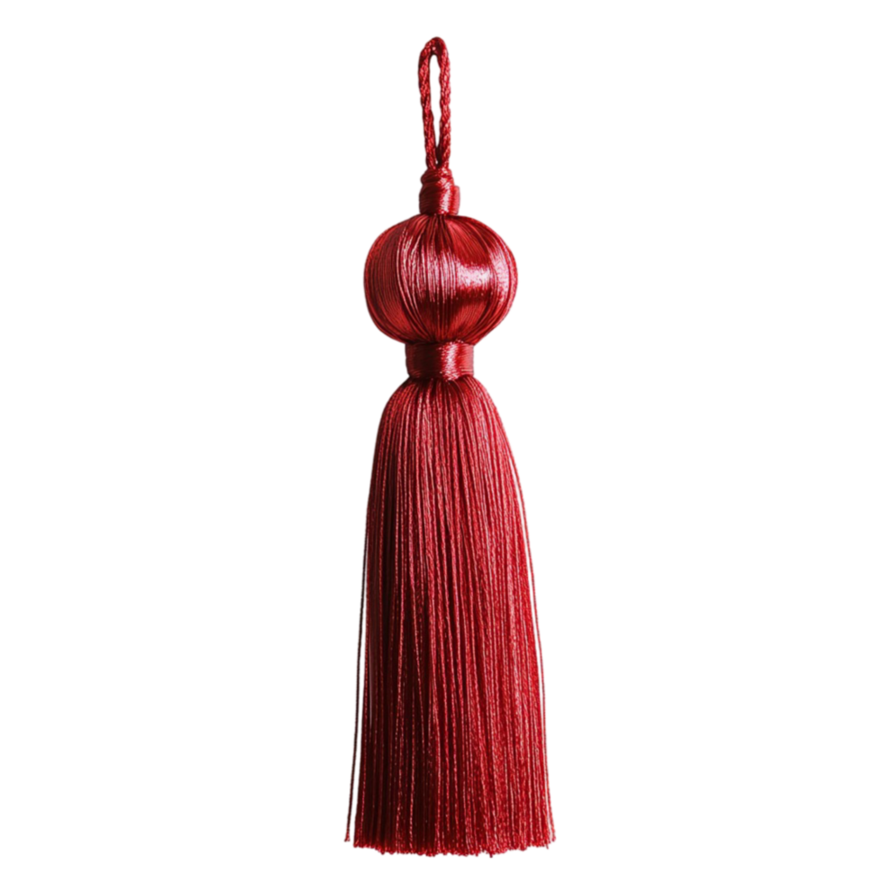 Richly Colored Red Tassel with a Luxurious Appearance, Floating on a Transparent Background png