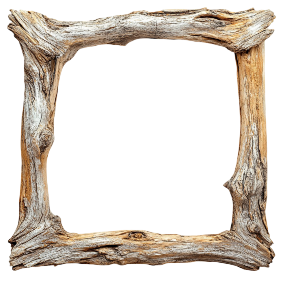 Elegant Wooden Frame With a Natural Finish on a Transparent Background png