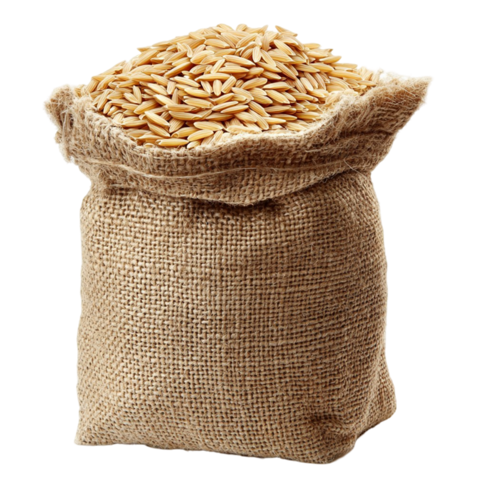 Bag of Premium Rice Displayed on a Transparent Background, Ready for Use in Cooking png