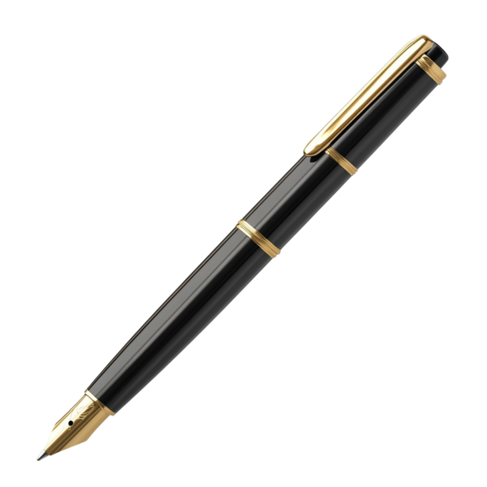 Chic Black and Gold Pen on Transparent Background, Perfect for Business and Creative Projects png