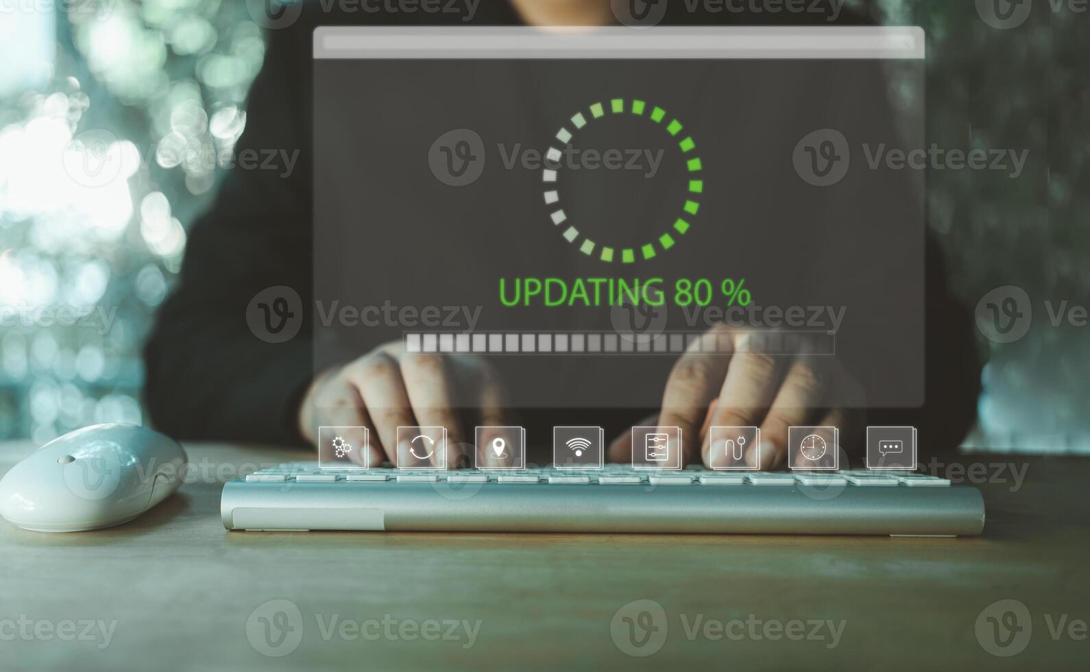 Update software application upgrade technology concept. Software update or operating system, patch update, updating progress ba photo