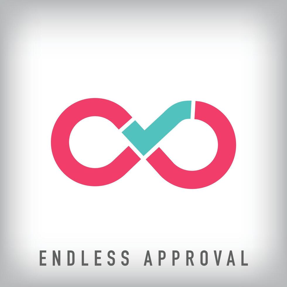 Creative infinity confirmation logo design. loop motion identity design. vector