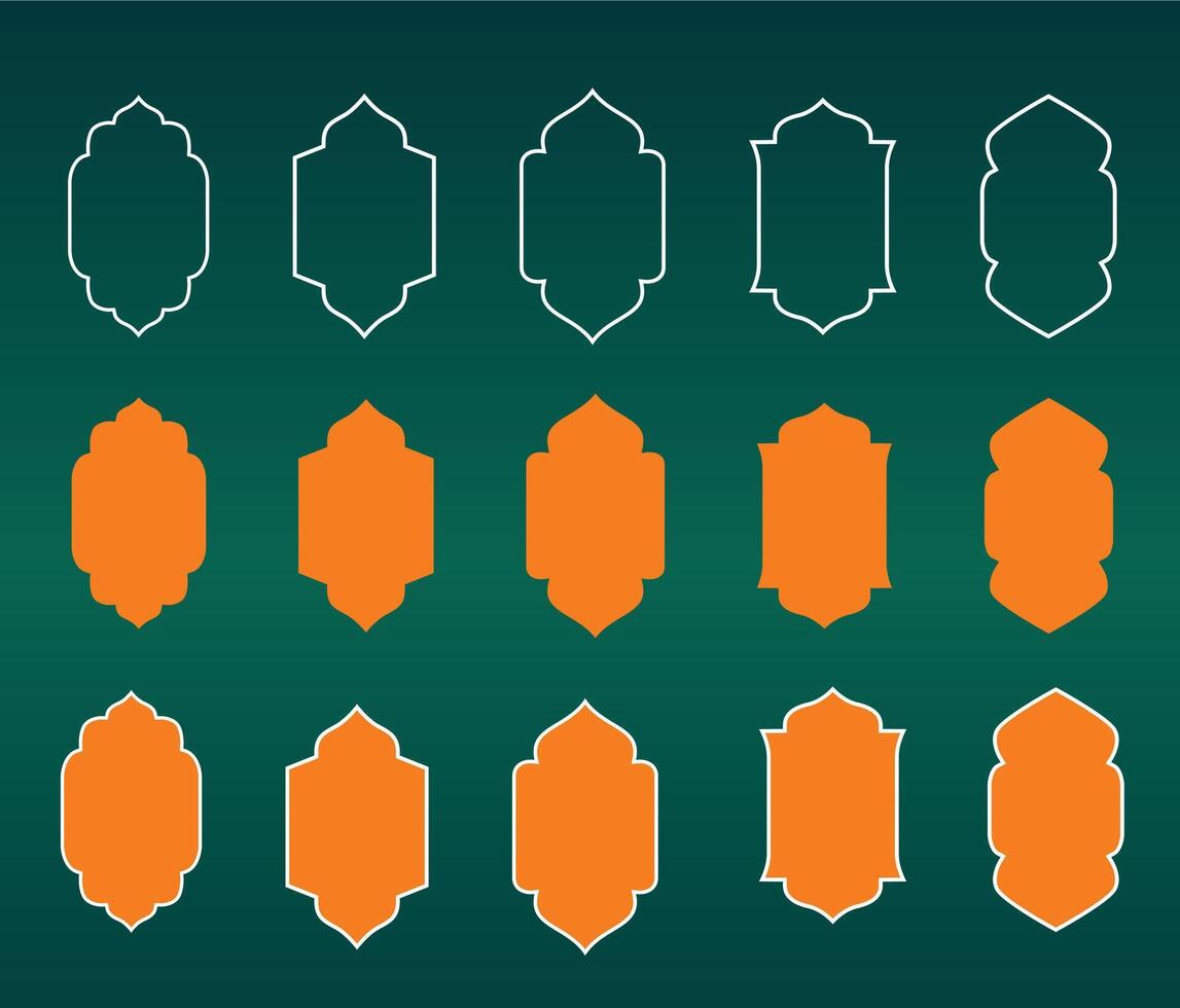 Set of traditional ornate islamic borders illustration vector