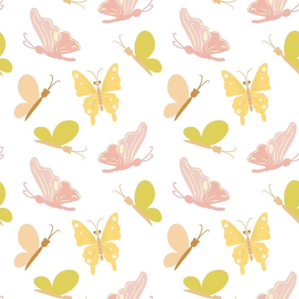 Seamless pattern butterflies, colorful butterflies pattern vector