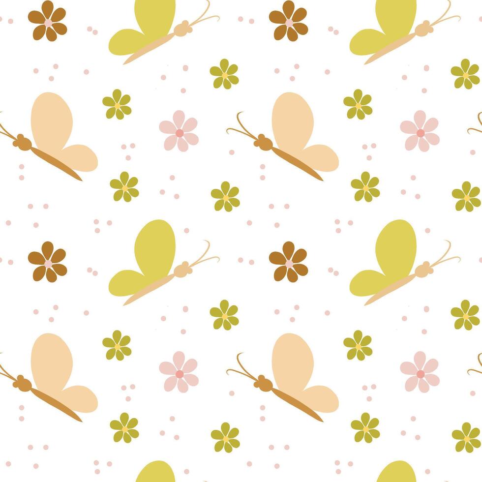 Seamless pattern butterflies with flowers, colorful butterflies pattern vector