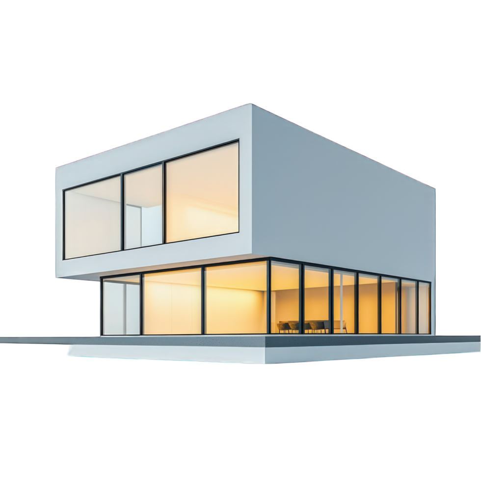 modern Haus mit Glas Fenster und ein Weiß Außen png