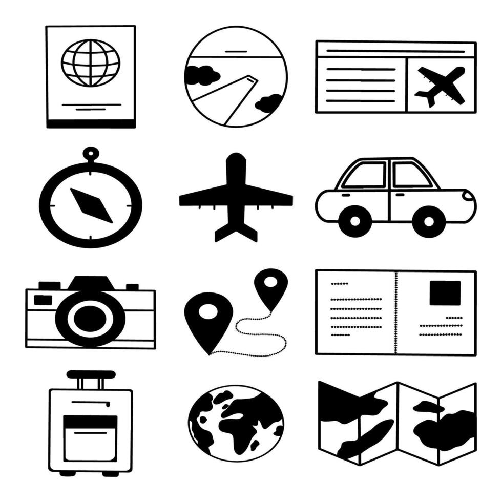 travel and tourism icons set illustration vector