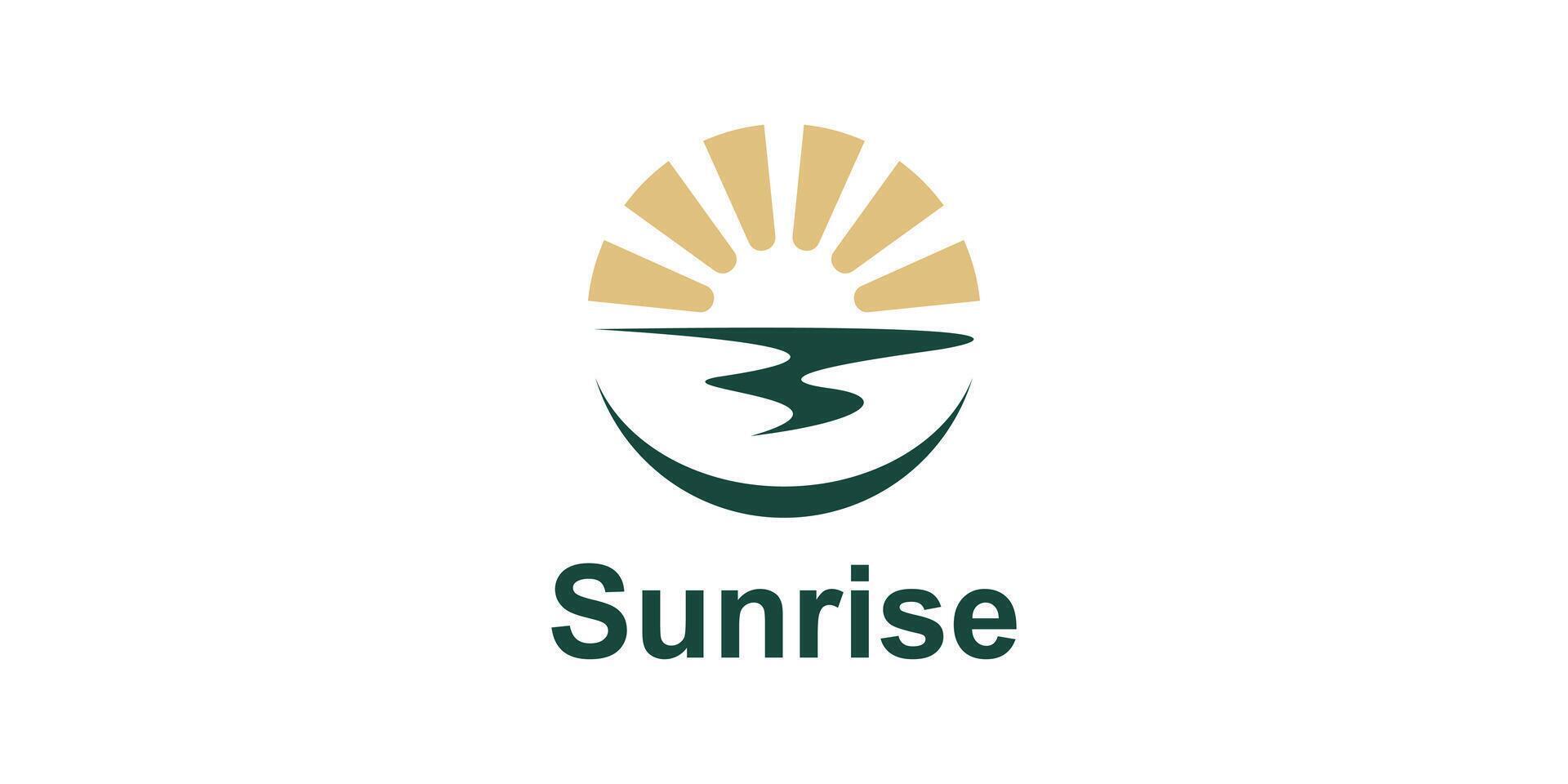 logo design combination of sun and beach, logo for scenery, landscape, sunset, sunrise, symbol, icon, idea, creative. vector