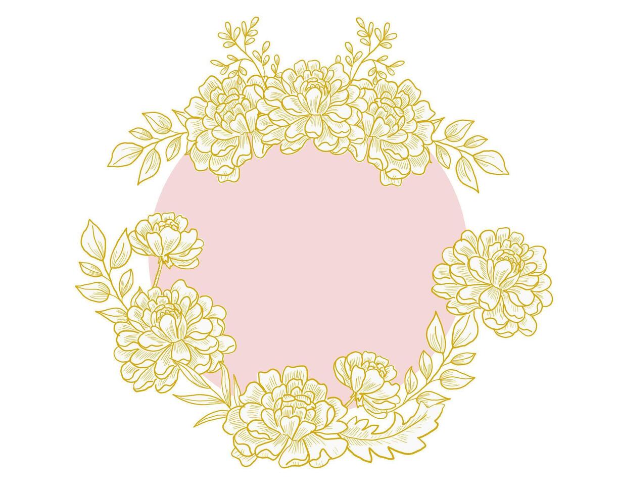 Hand Drawn Gold Flower Wreath vector