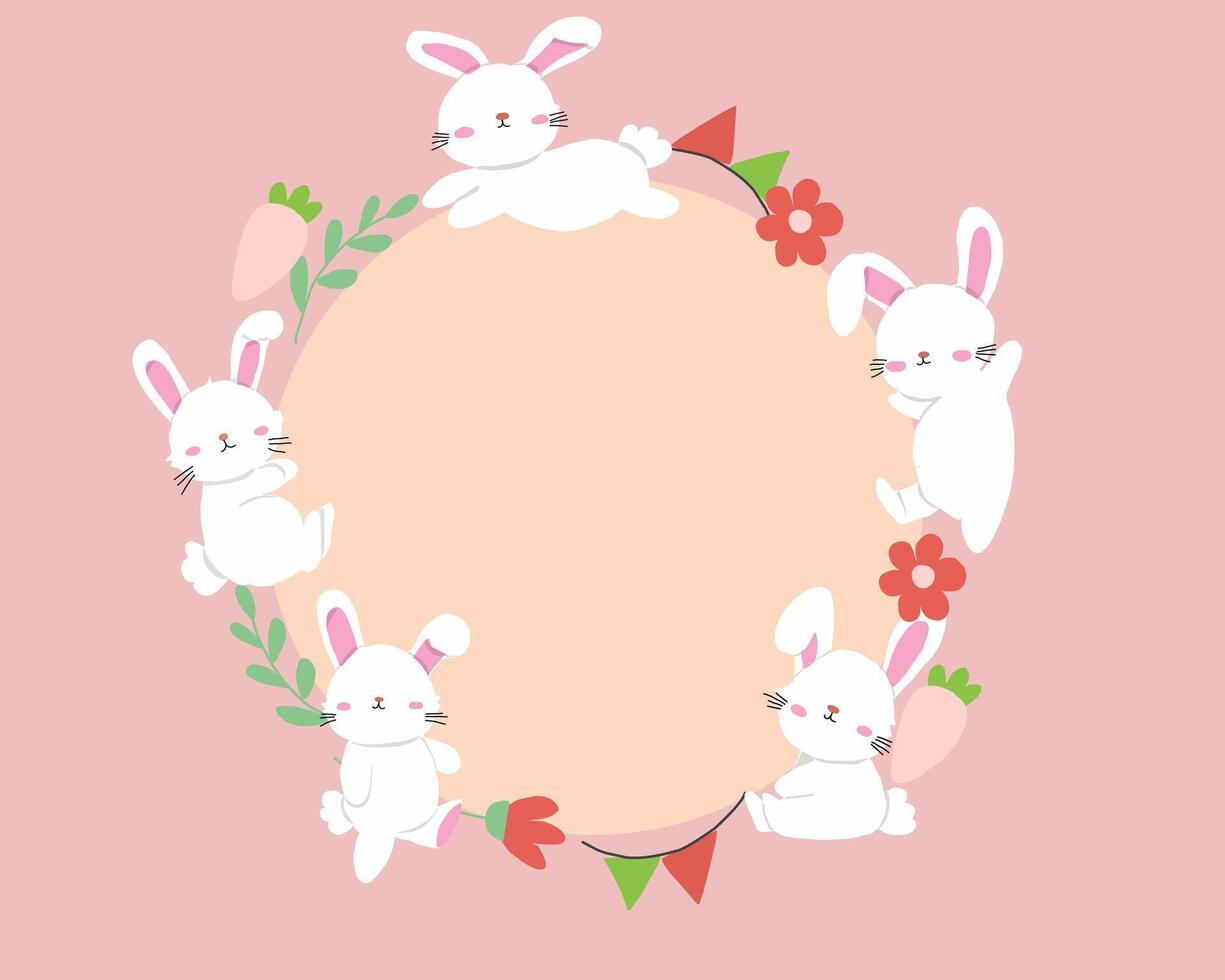 Adorable and Cute White Bunny Wreath vector