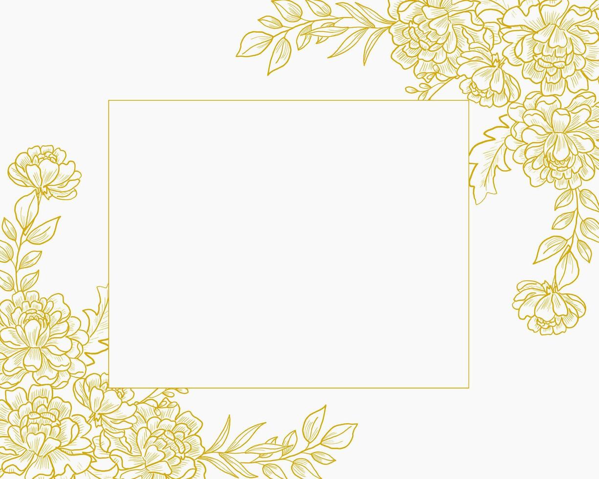 Hand Drawn Gold Dahlia Flower Border vector