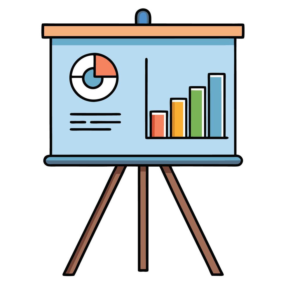 office presentation board with Graphs and charts icon vector