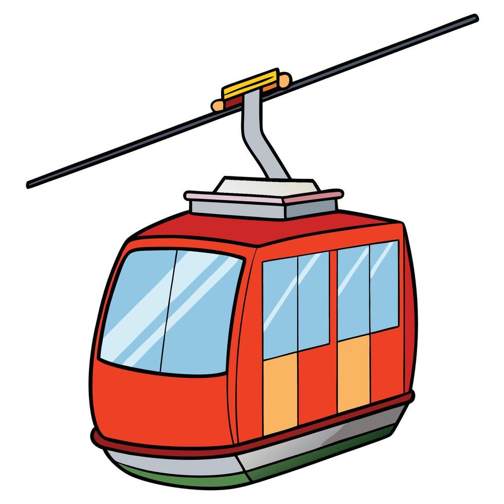 Cable car flat illustration vector