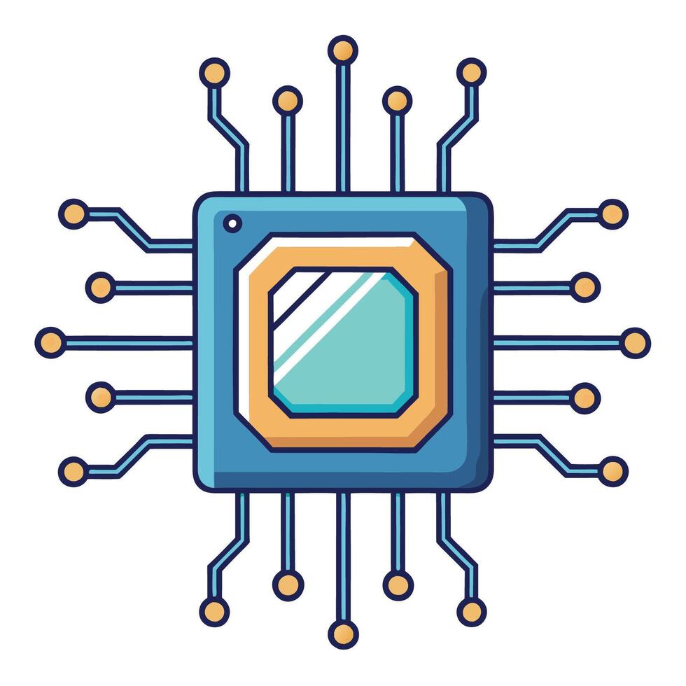 chip isolated minimal icon. processor line icon vector