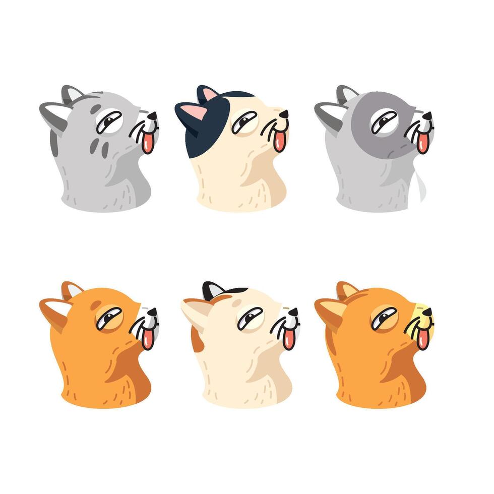 Cute cartoon illustrations of animals with their tongues out in a playful bundle vector