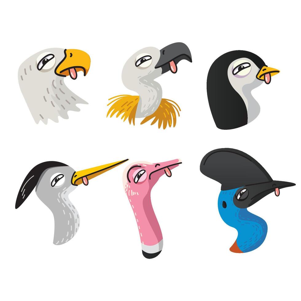 Animal cartoon illustration featuring animals with tongues out in a playful bundle vector