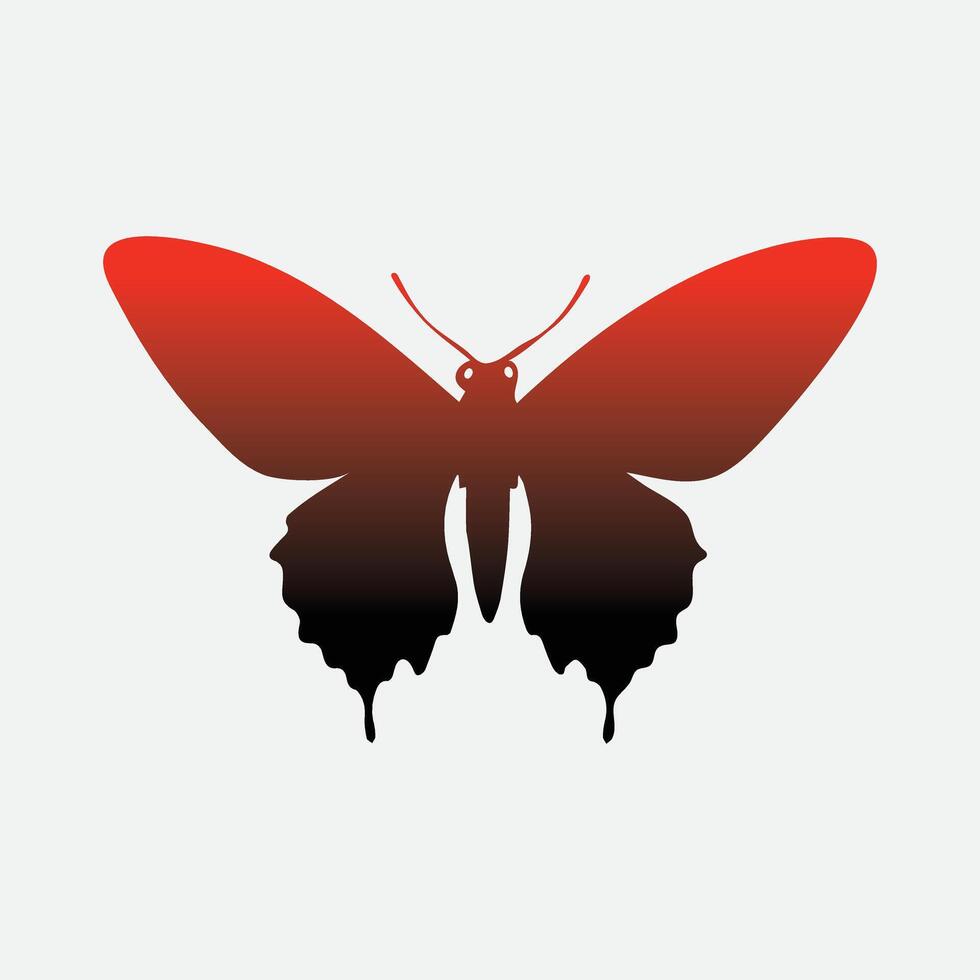 a red and black butterfly on a white background vector
