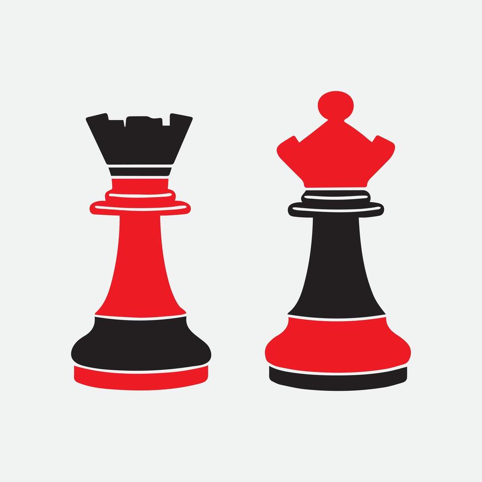 two chess pieces with red and black colors vector