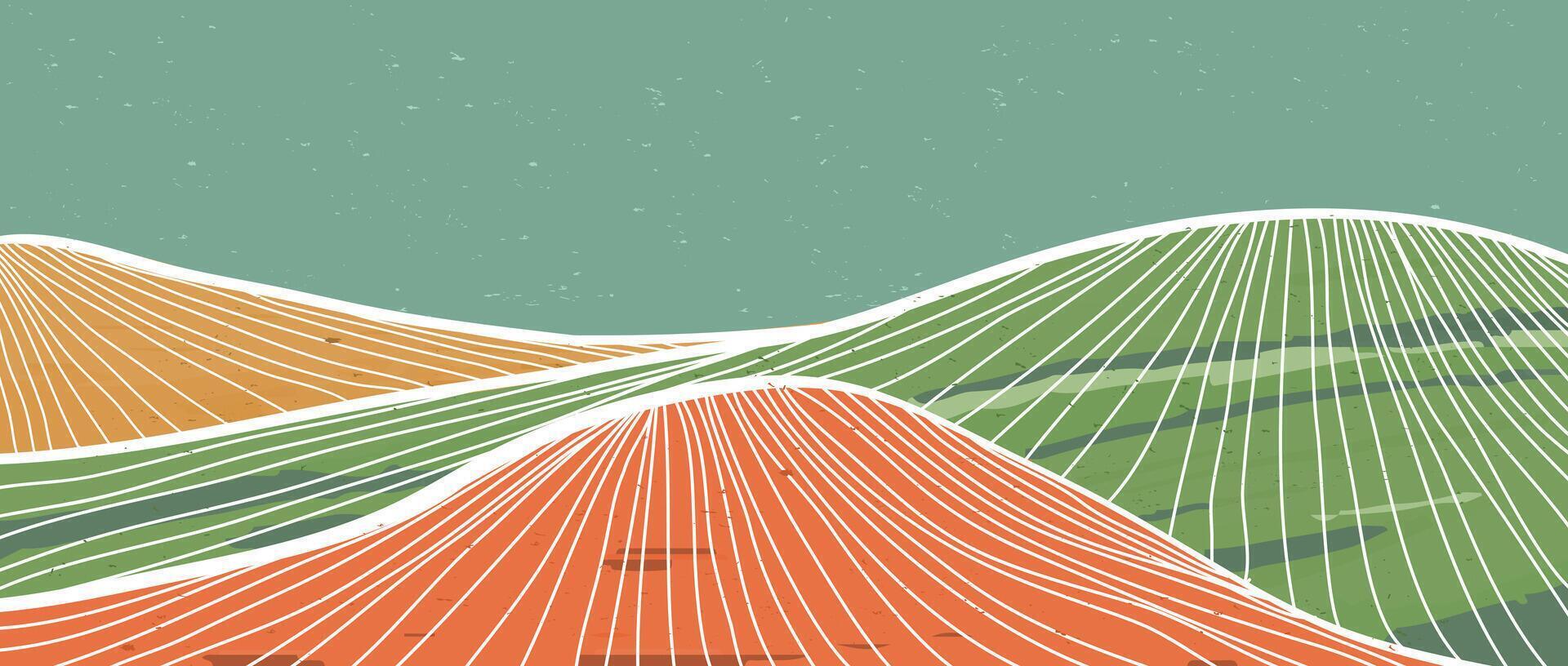 set of abstract Mountain background illustration with lines art. Mid century modern wall art. Mountain and Hills. use for wallpaper, print art, poster, cover and banner vector