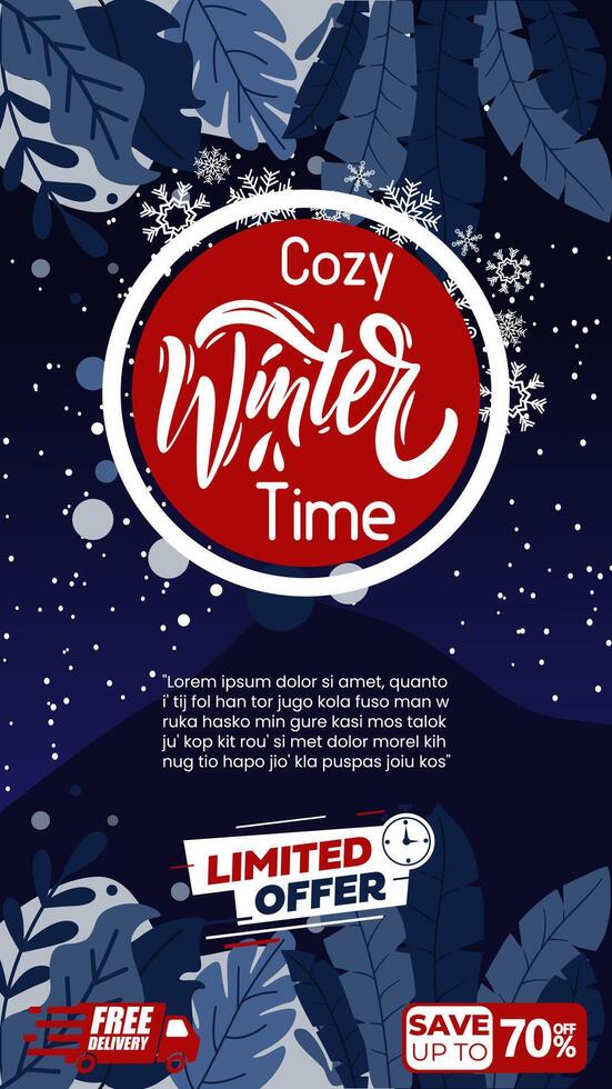 The flyer for cozy winter time vector