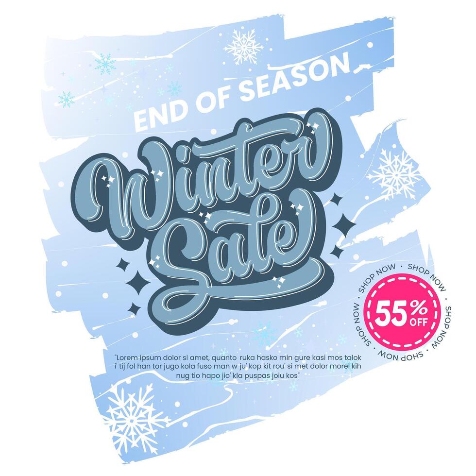 Winter sale banner with snowflakes and text vector