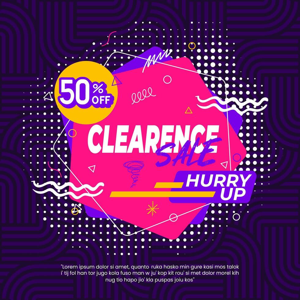 Clearance sale banner with a purple and pink background vector