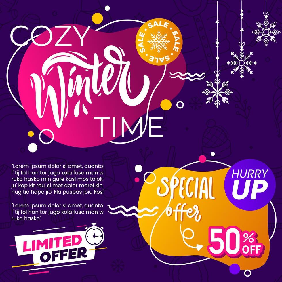 Winter time sale banner template vector